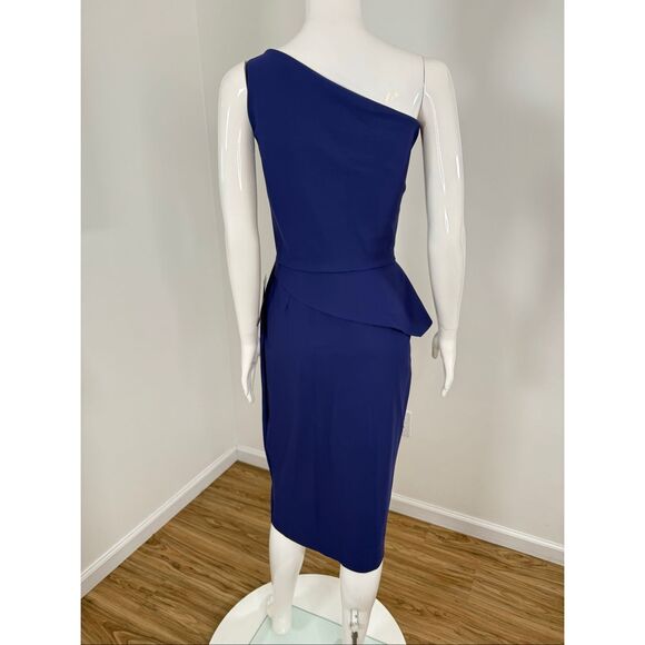 Chiara Boni La Petite Robe Womens Zulema One-Shoulder Peplum Dress Iris Sz 2 - Picture 7 of 11